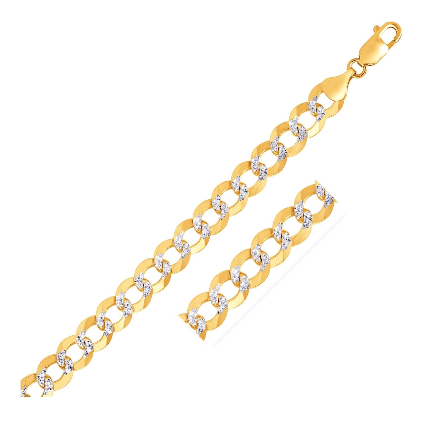10 mm 14k Two Tone Gold Pave Curb Bracelet-0