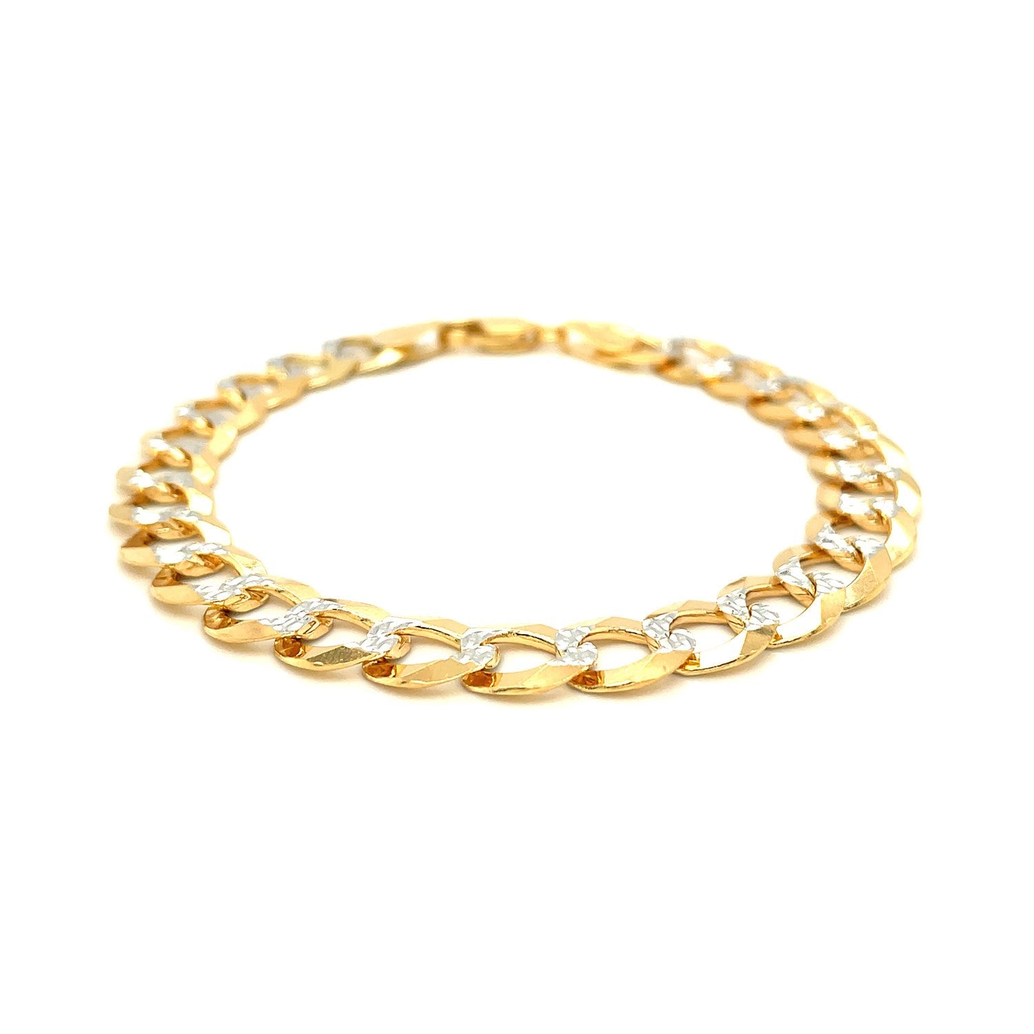 10 mm 14k Two Tone Gold Pave Curb Bracelet-1