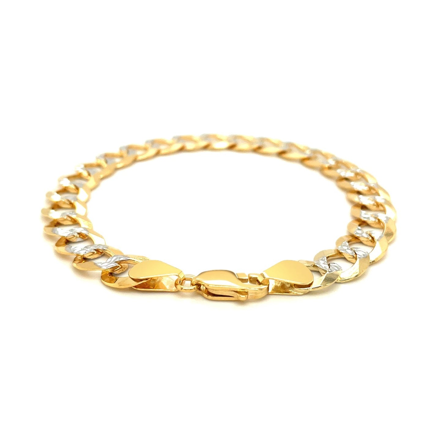 10 mm 14k Two Tone Gold Pave Curb Bracelet-2