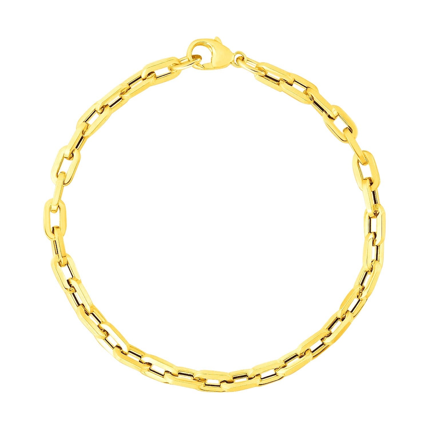 14k Yellow Gold 7 1/2 inch Paperclip Chain Bracelet with Three Diamond Links-0