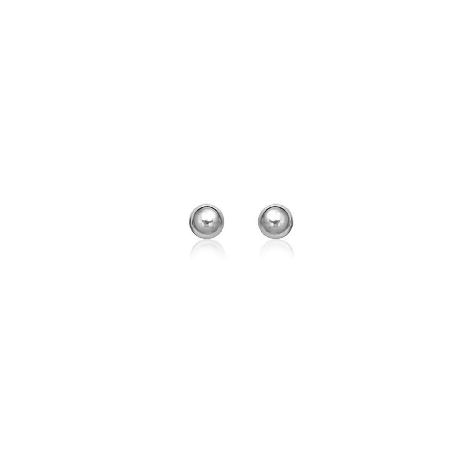 14k White Gold Round Stud Earrings (4.0 mm)-0