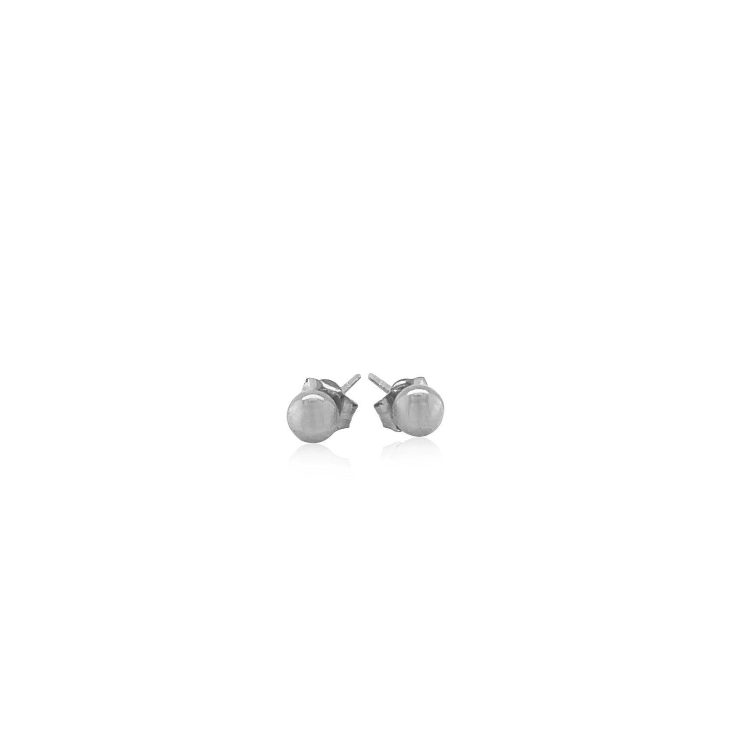 14k White Gold Round Stud Earrings (4.0 mm)-1