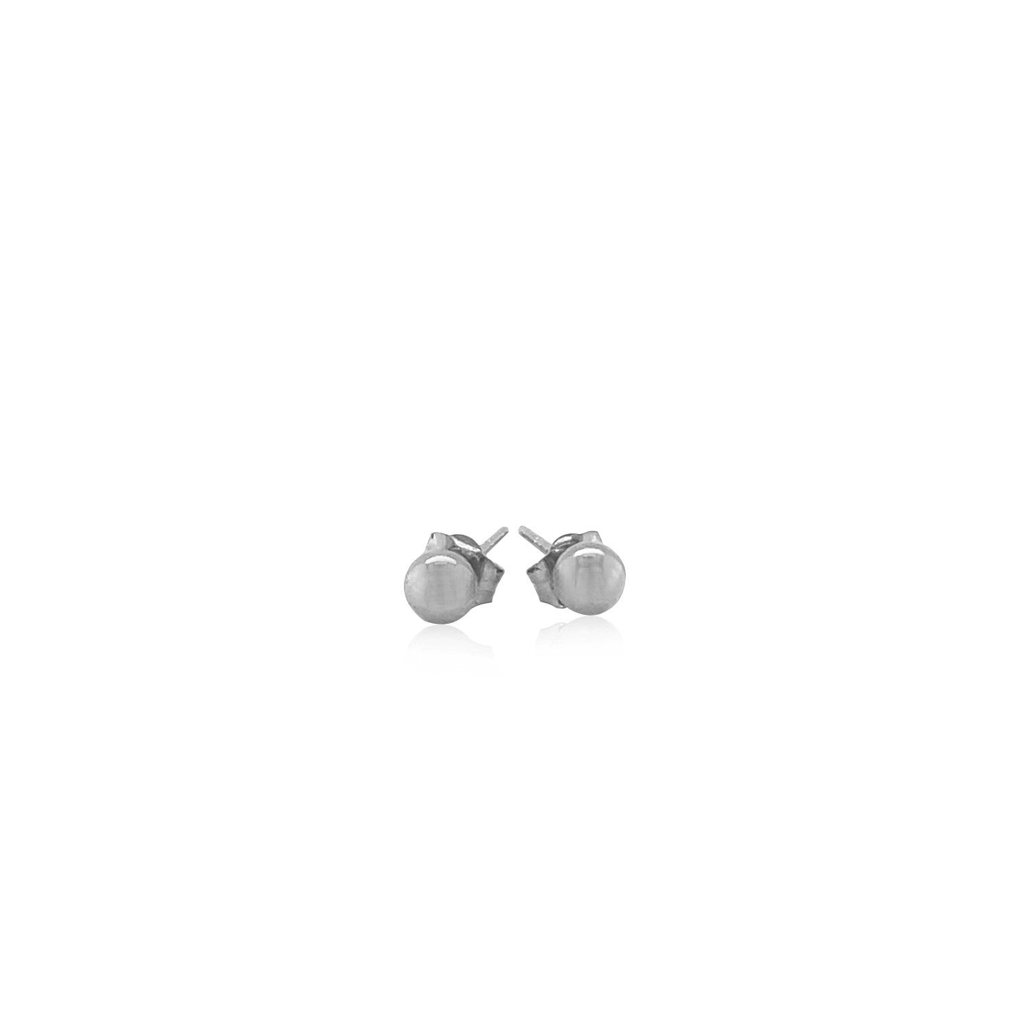 14k White Gold Round Stud Earrings (4.0 mm)-1