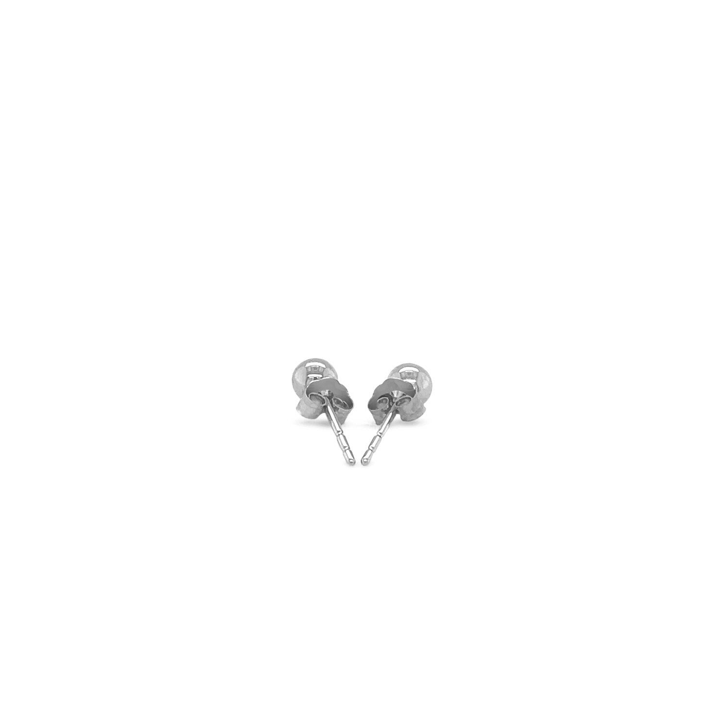 14k White Gold Round Stud Earrings (4.0 mm)-2