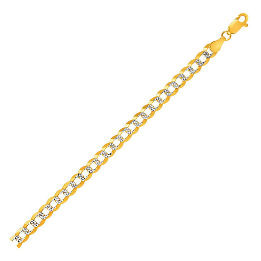 5.7mm 14k Two Tone Gold Pave Curb Bracelet-0