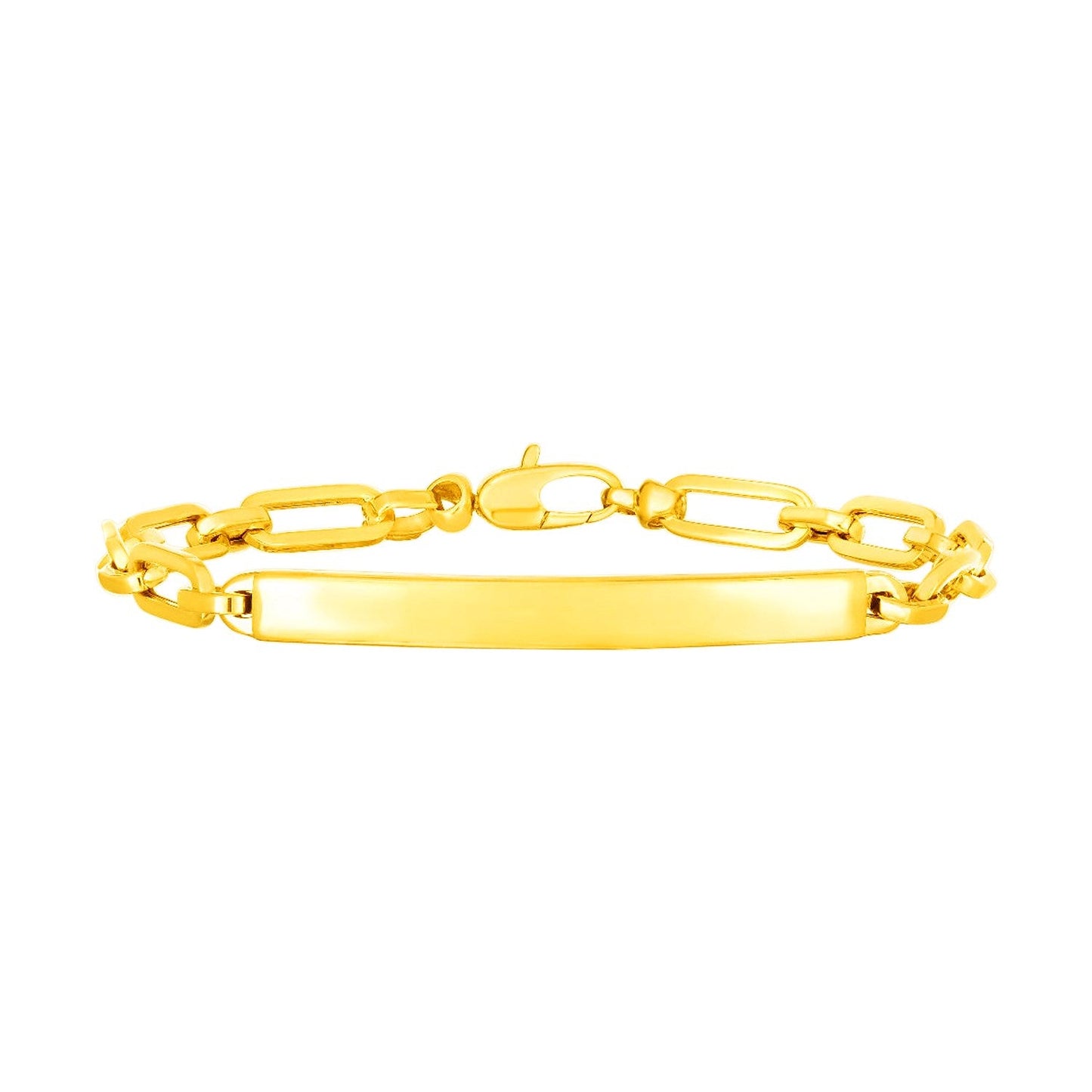 14K Yellow Gold Paperclip Chain ID Bracelet-0