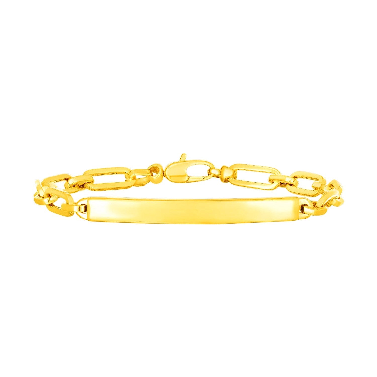 14K Yellow Gold Paperclip Chain ID Bracelet-0