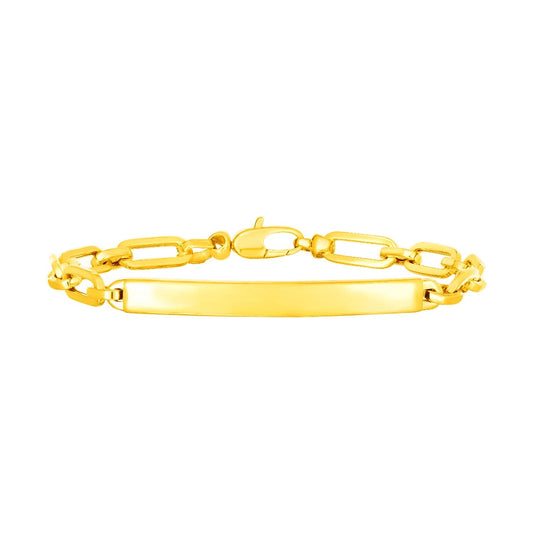 14K Yellow Gold Paperclip Chain ID Bracelet-0