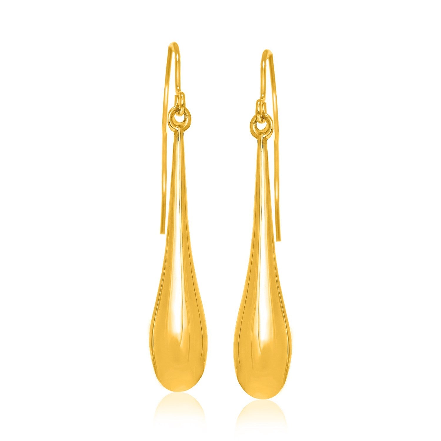 14k Yellow Gold Long Polished Teardrop Dangling Earrings-0