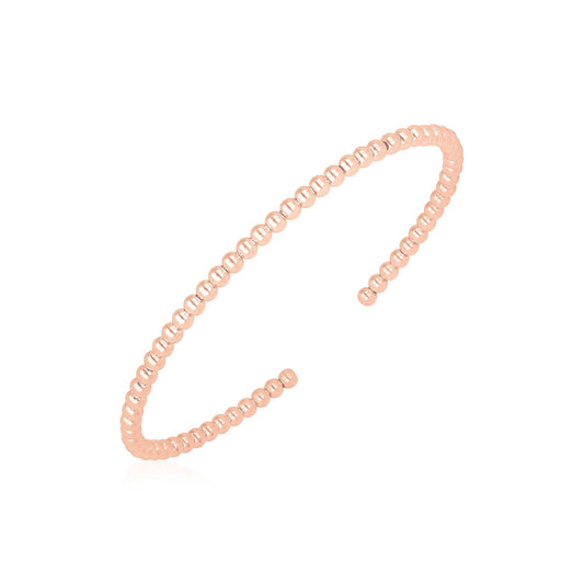 14k Rose Gold High Polish Bead Cuff Bangle (3mm)-0
