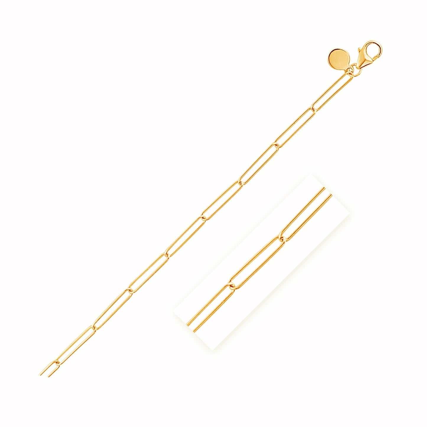 14k Yellow Gold Wire Paperclip Bracelet (2.7mm)-0