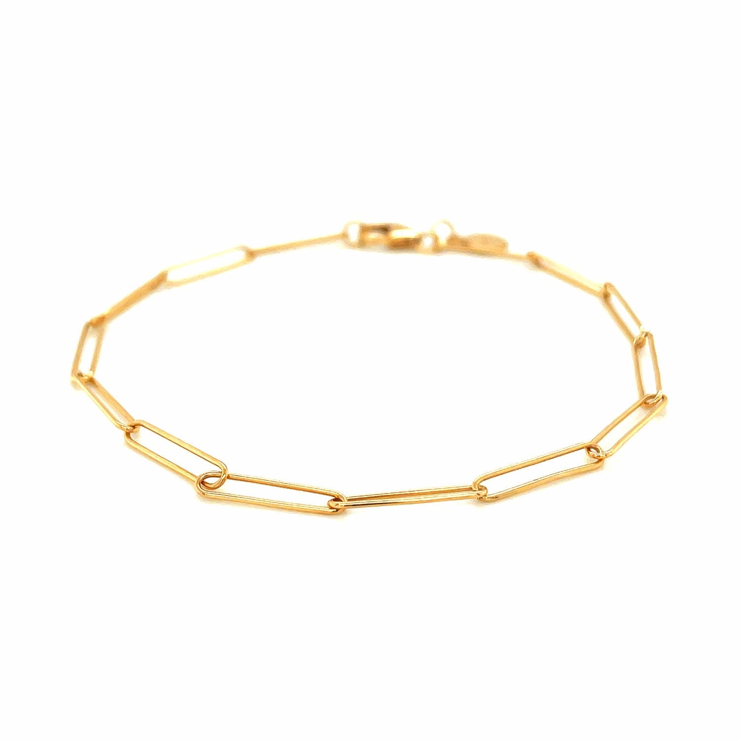 14k Yellow Gold Wire Paperclip Bracelet (2.7mm)-1