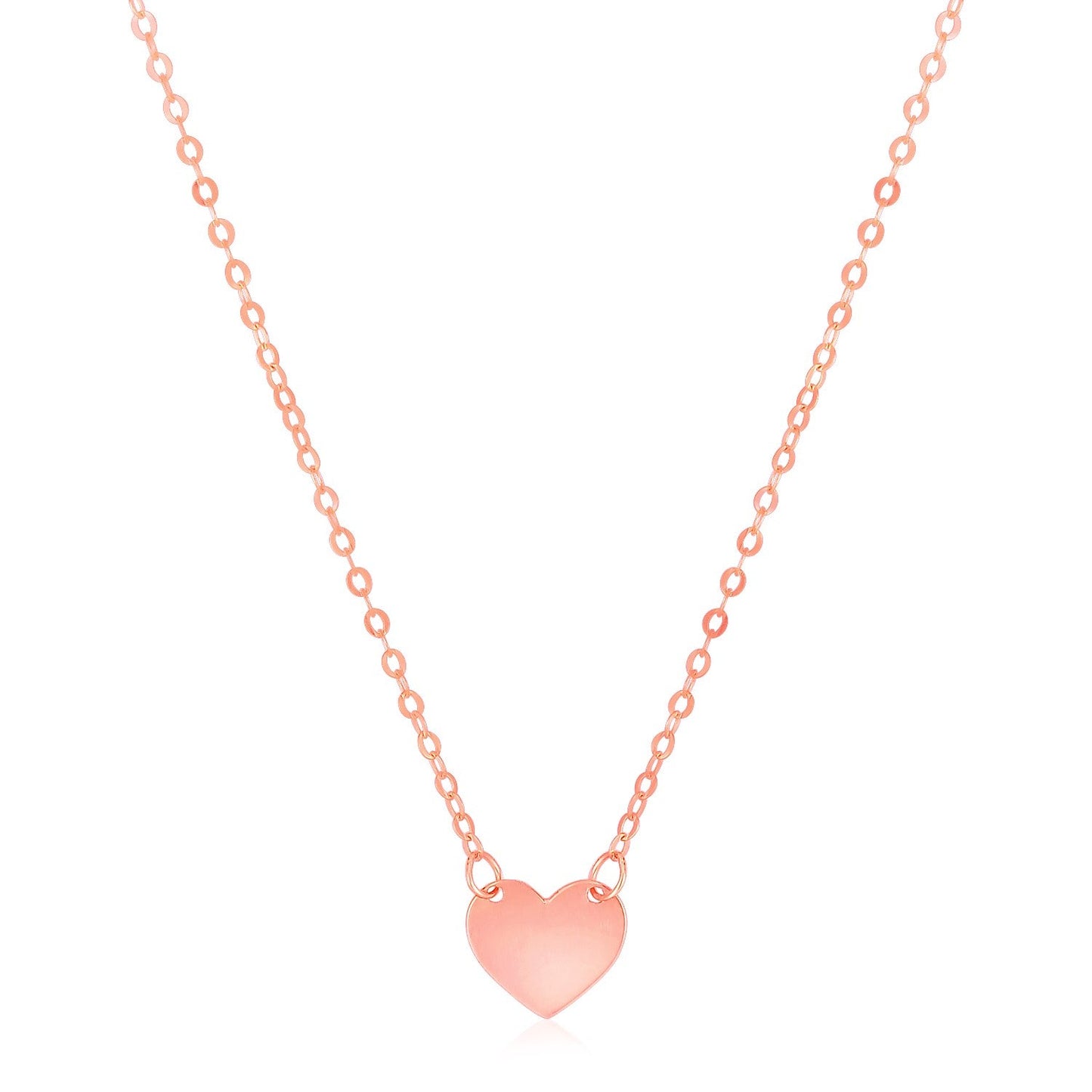 14k Rose Gold Polished Mini Heart Necklace-0