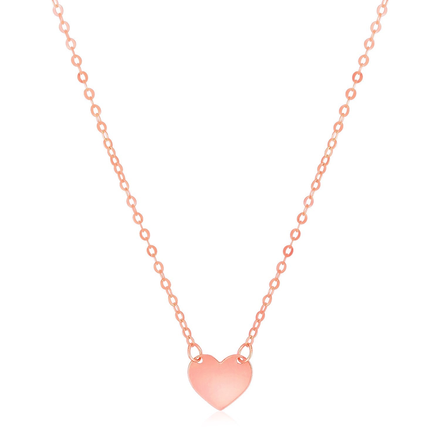 14k Rose Gold Polished Mini Heart Necklace-0