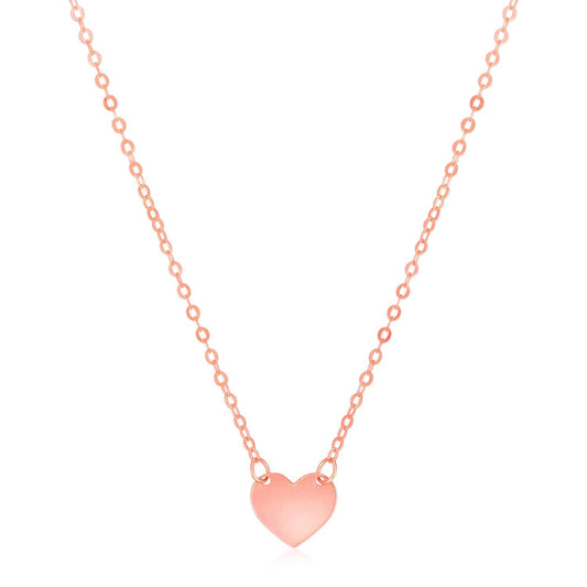 14k Rose Gold Polished Mini Heart Necklace-0