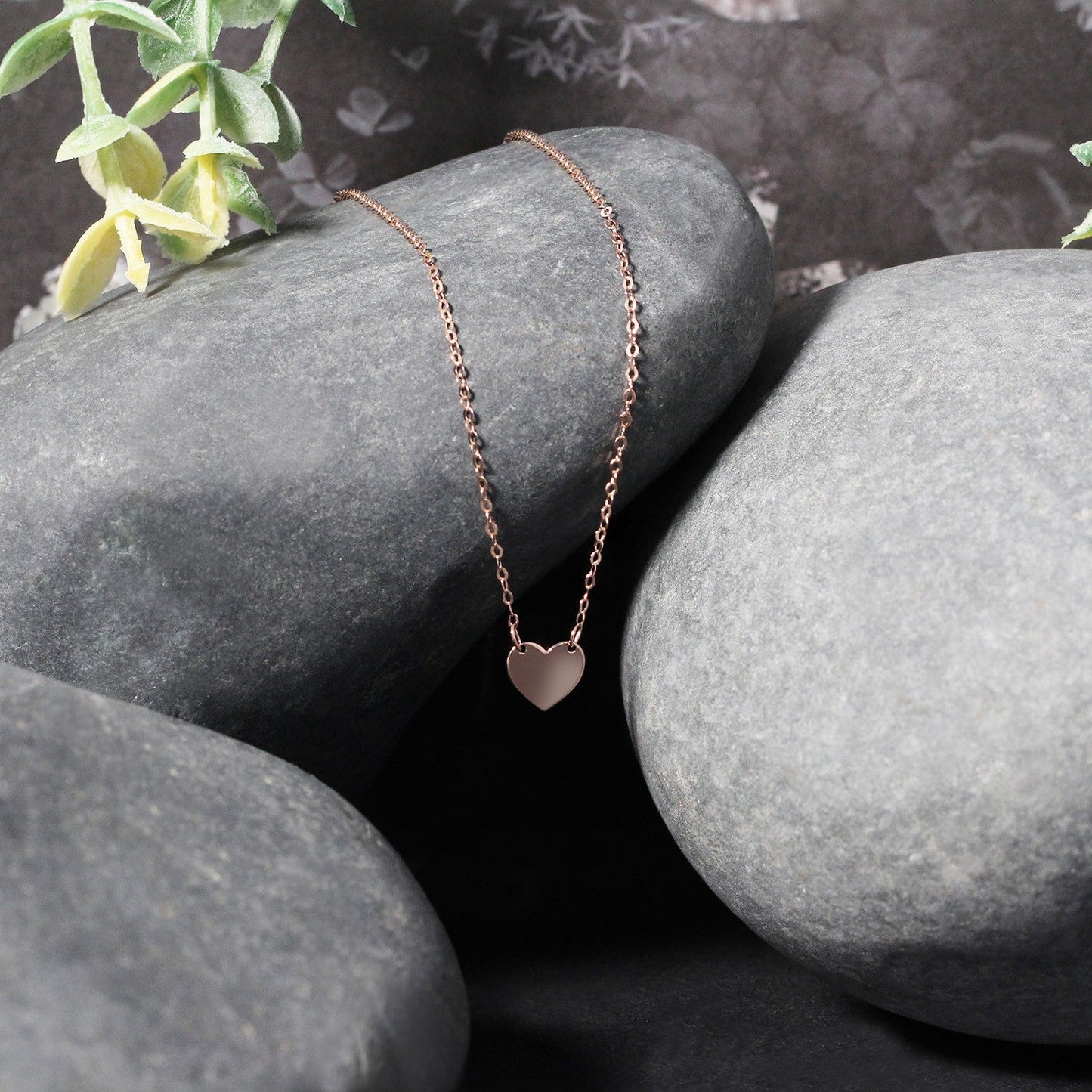 14k Rose Gold Polished Mini Heart Necklace-1