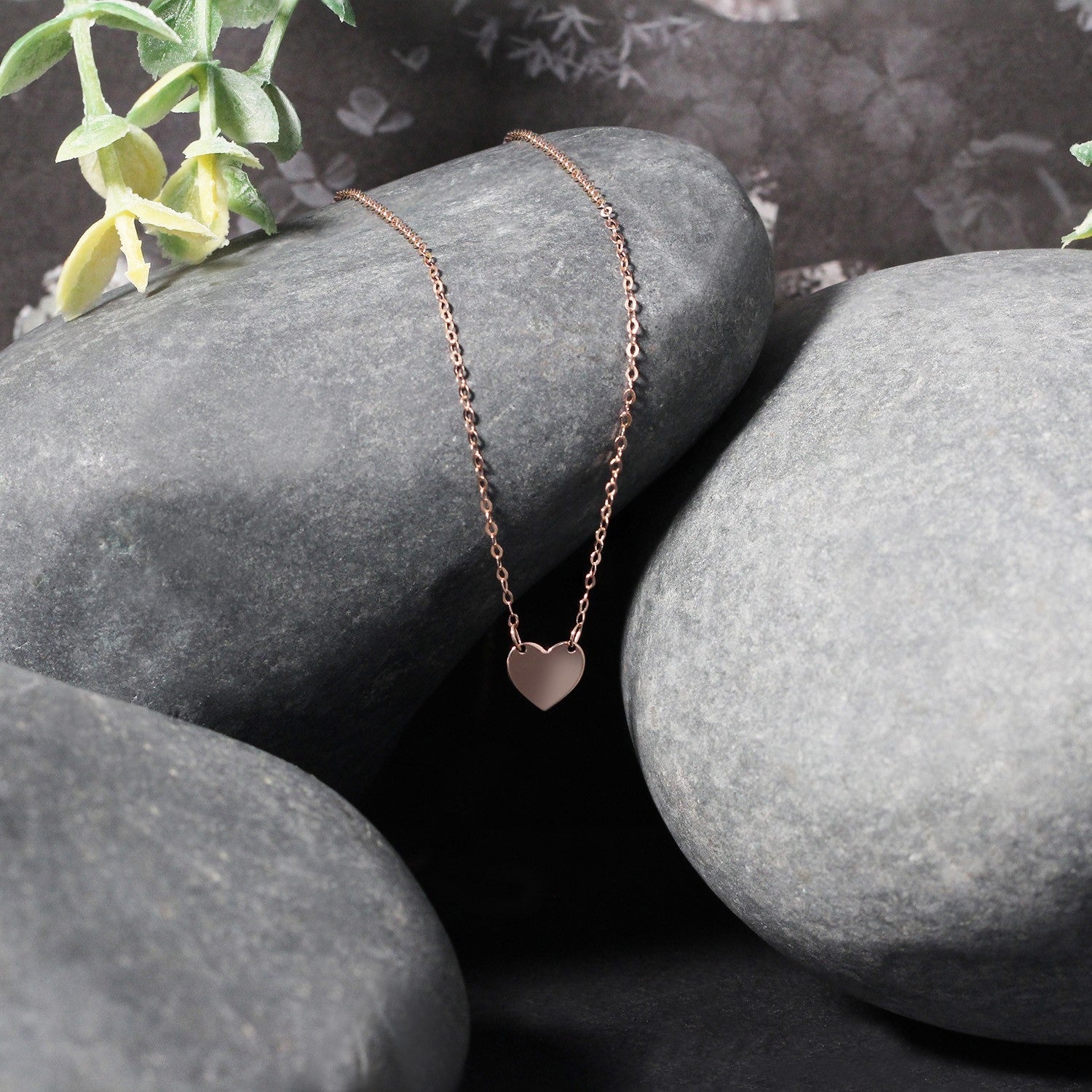 14k Rose Gold Polished Mini Heart Necklace-1