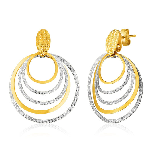 14k Two Tone Gold Post Earrings with Graduated Circles-0
