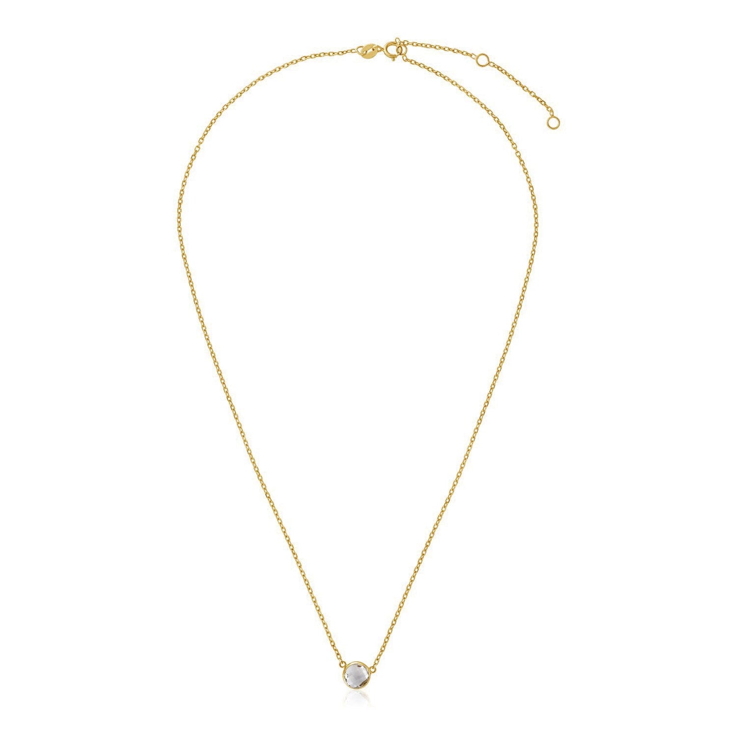14k Yellow Gold 17 inch Necklace with Round White Topaz-0