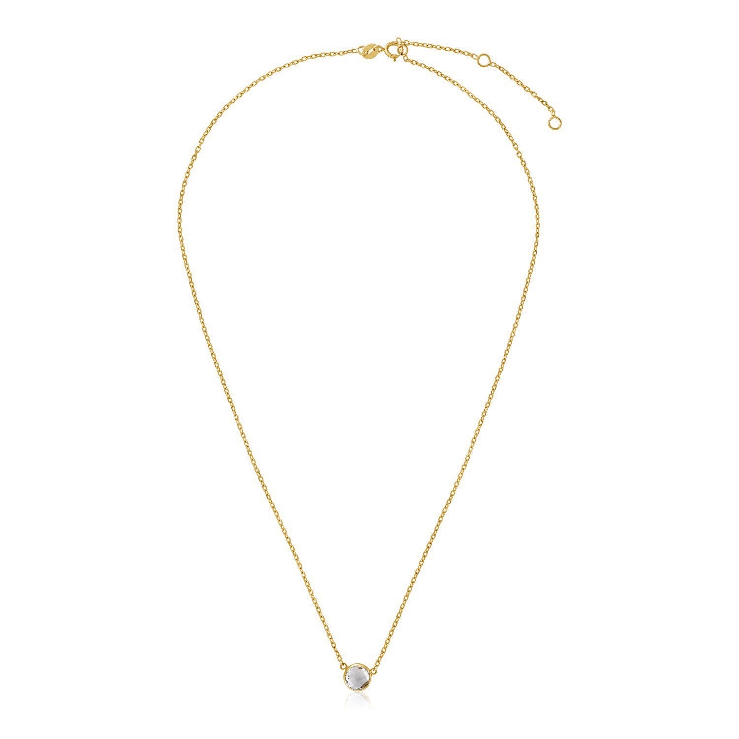 14k Yellow Gold 17 inch Necklace with Round White Topaz-0