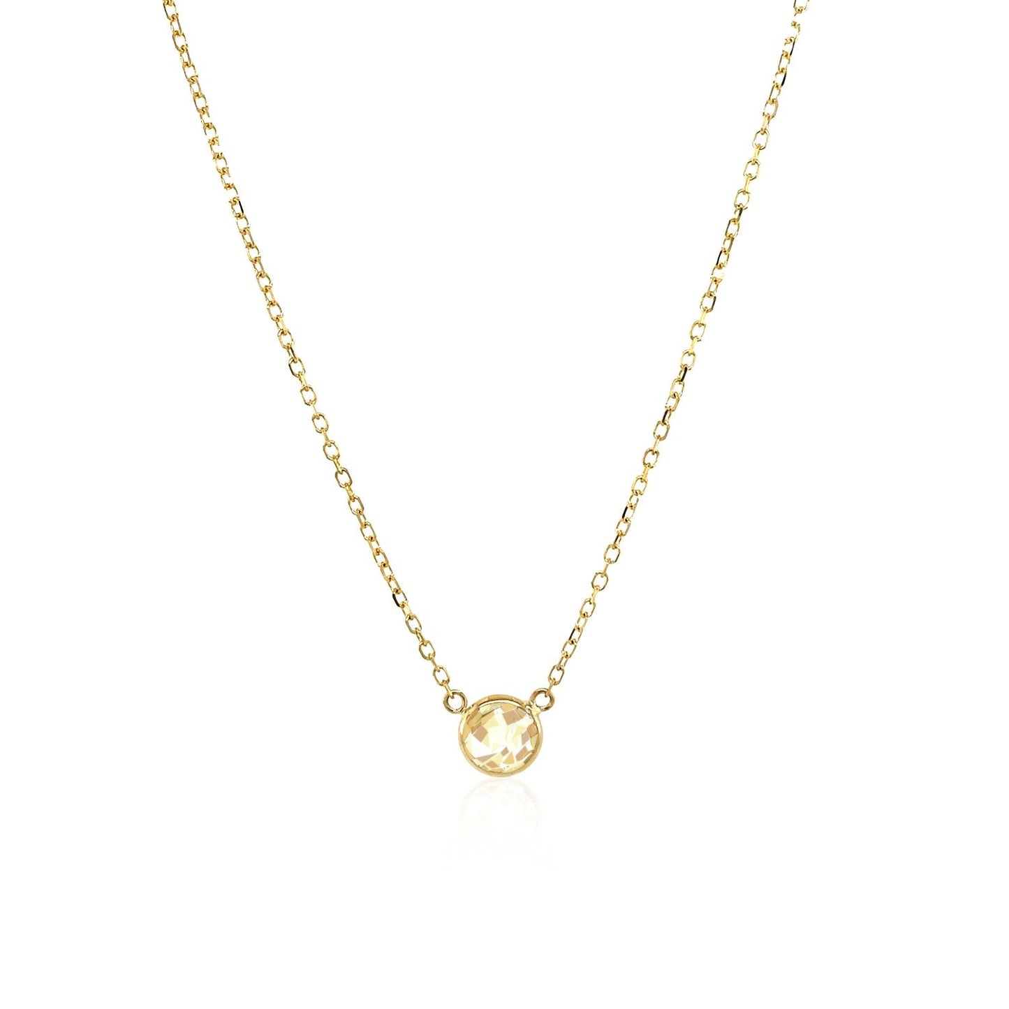 14k Yellow Gold 17 inch Necklace with Round White Topaz-1