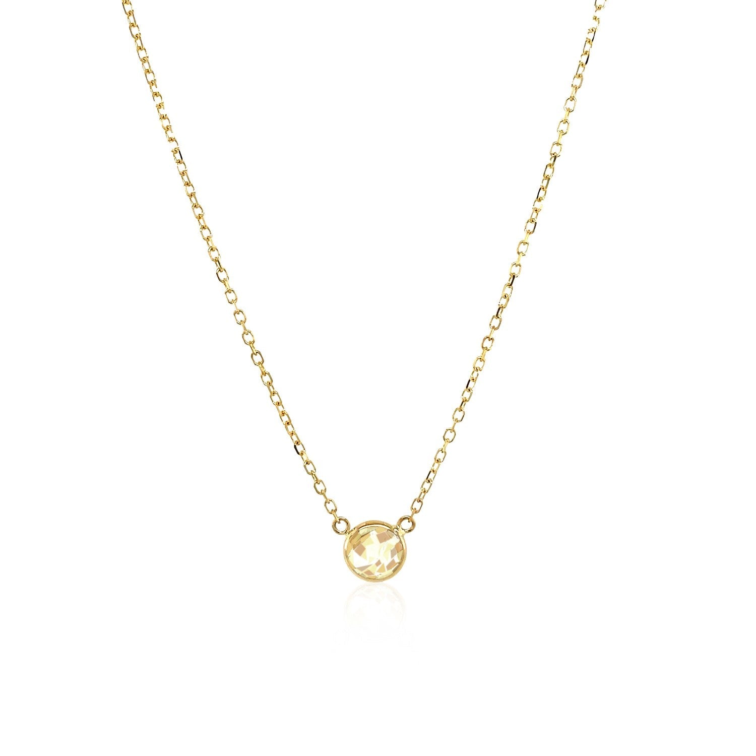 14k Yellow Gold 17 inch Necklace with Round White Topaz-1