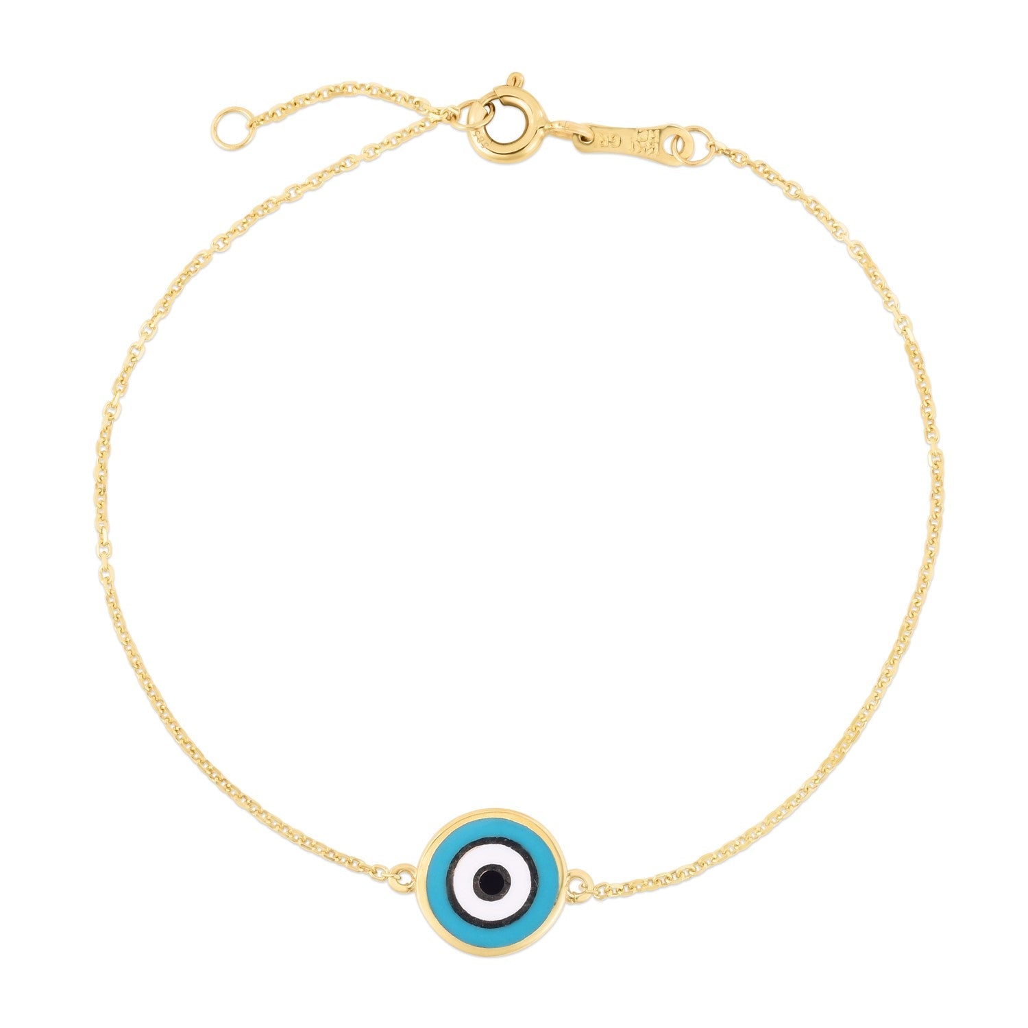 14k Yellow Gold Blue Evil Eye Bracelet-1