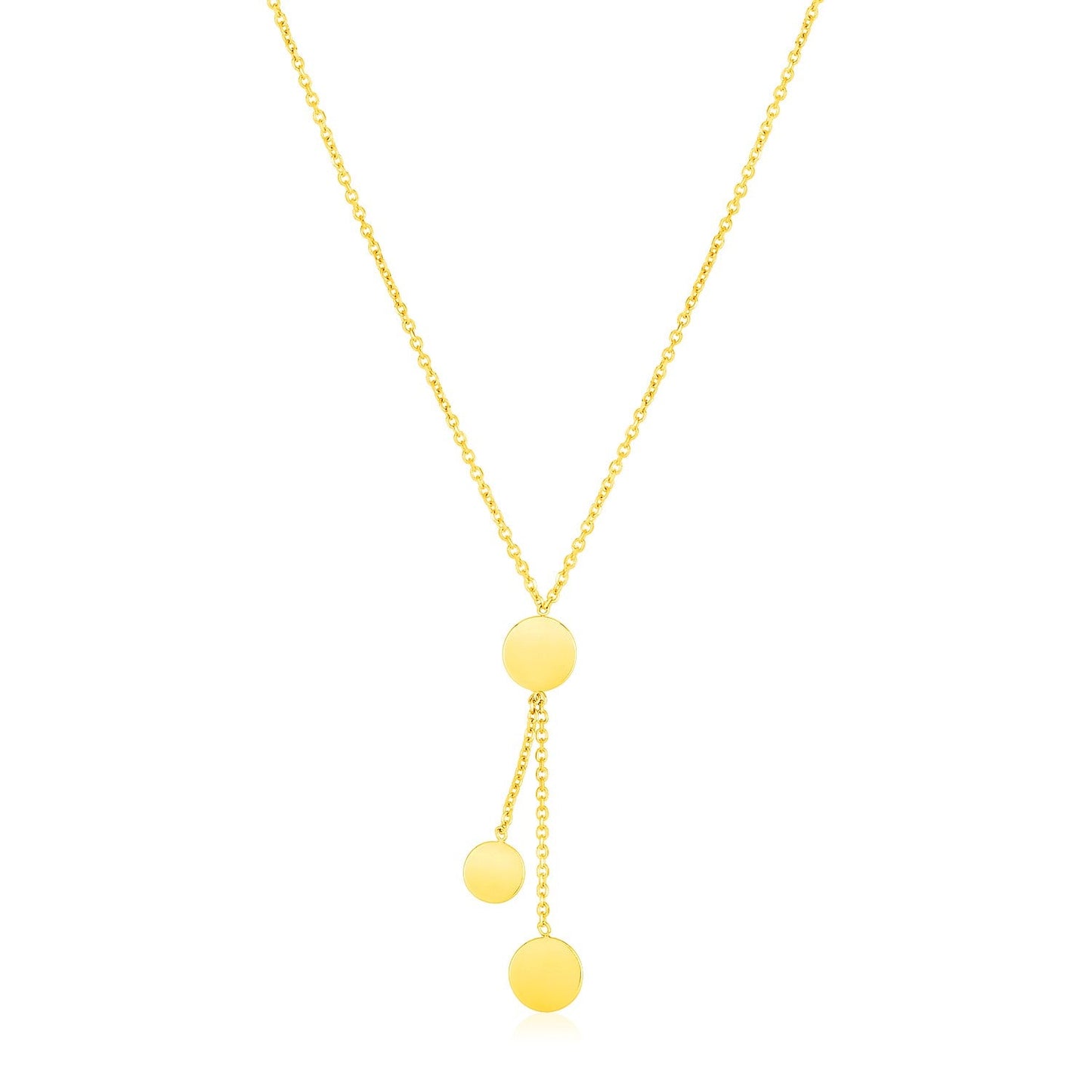 14k Yellow Gold Necklace with Circle Drops-0