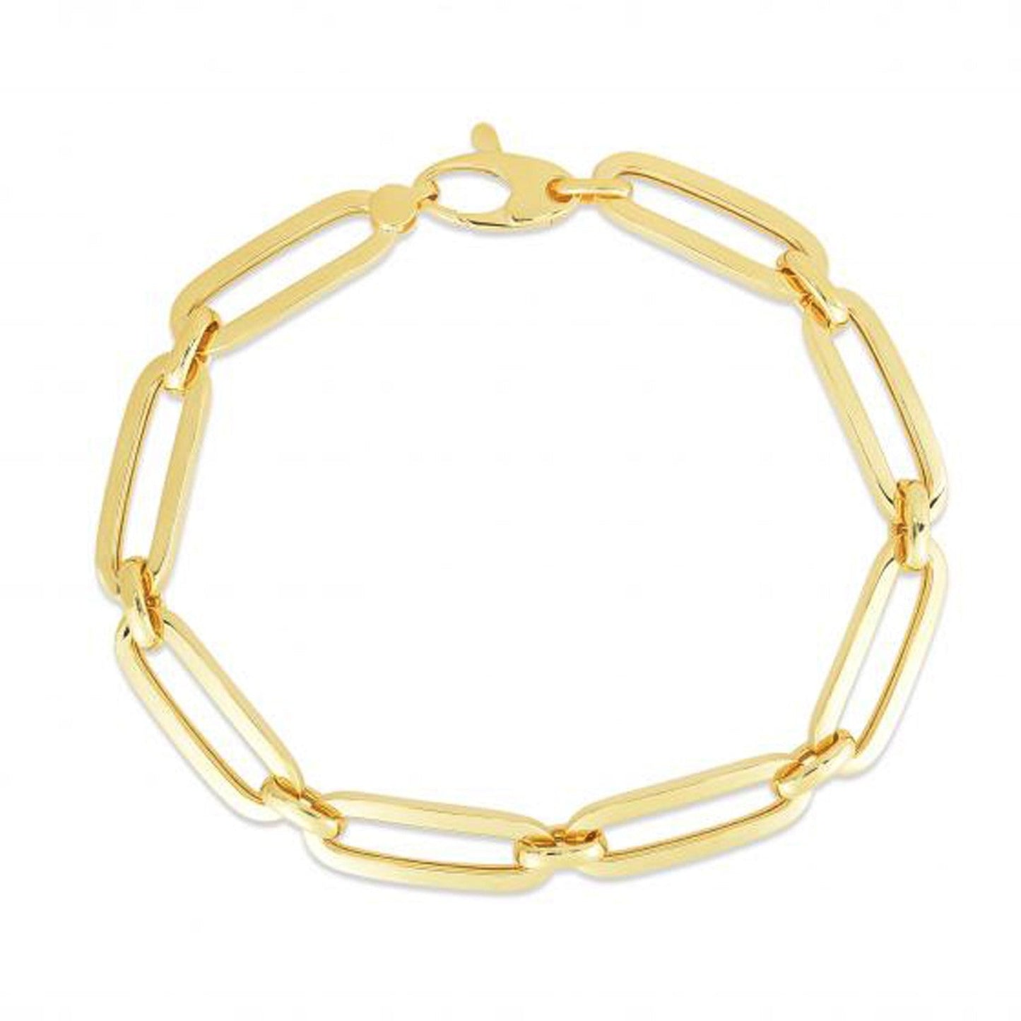 14k Yellow Gold 7 1/2 inch Bombay Paperclip Chain Bracelet-0