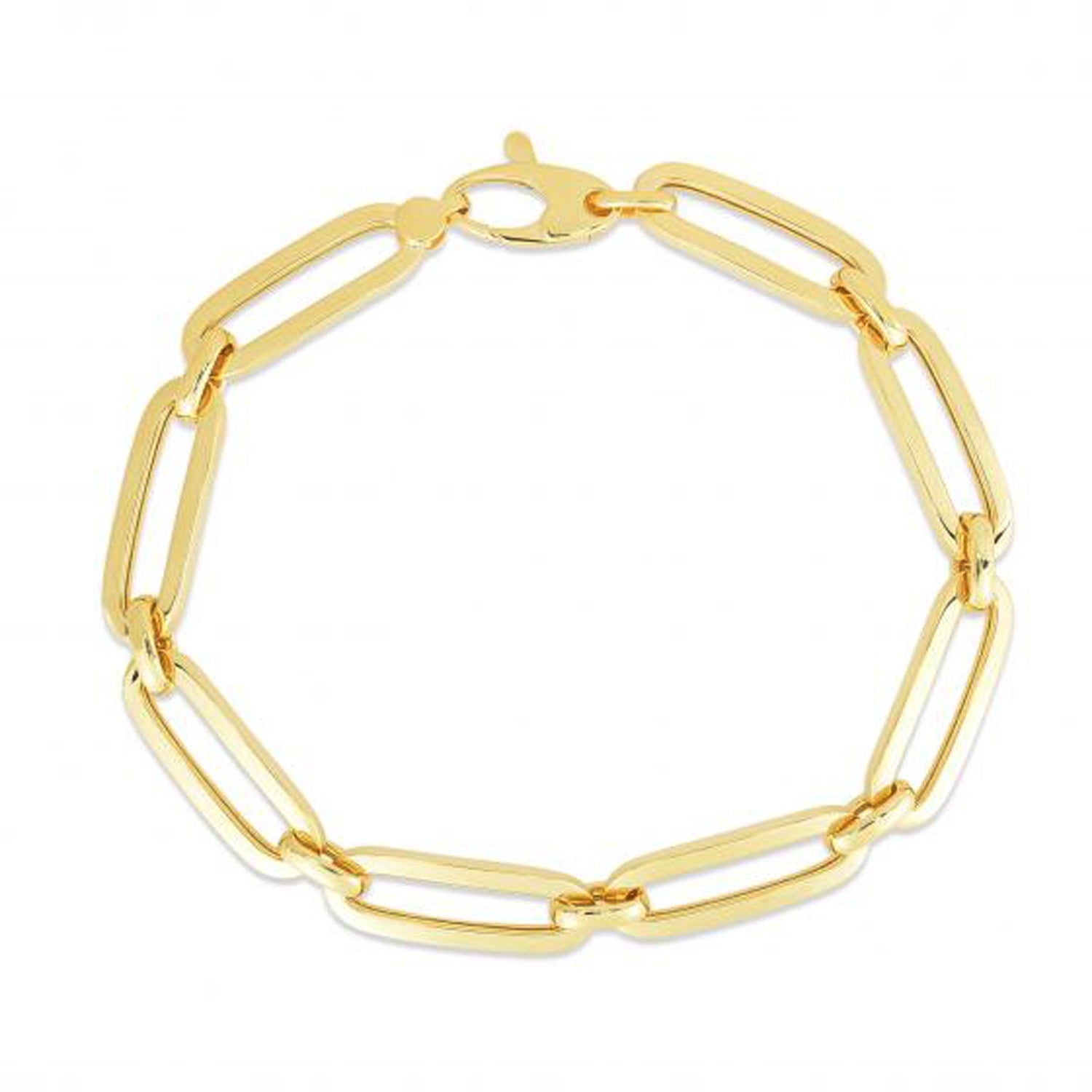 14k Yellow Gold 7 1/2 inch Bombay Paperclip Chain Bracelet-0
