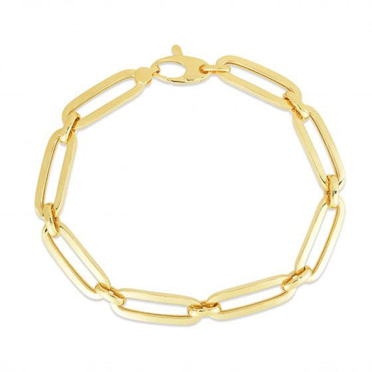 14k Yellow Gold 7 1/2 inch Bombay Paperclip Chain Bracelet-0