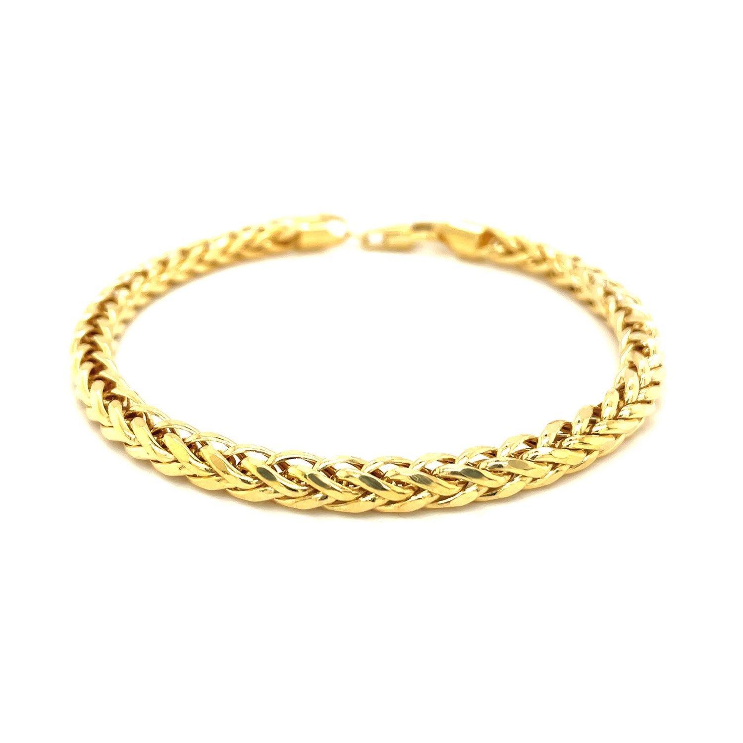 5.2mm 14k Yellow Gold Diamond Cut Round Franco Bracelet-1