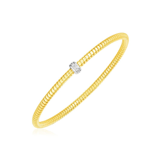 14k Yellow Gold Stretch Bangle with Diamonds-0