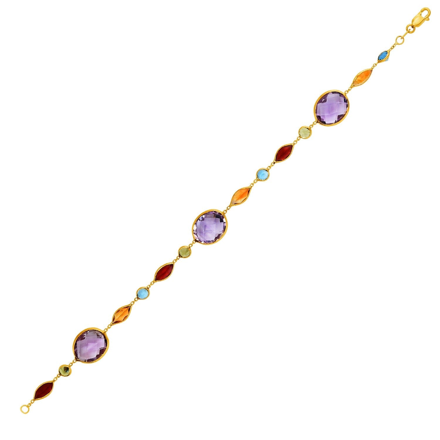 14k Yellow Gold Bracelet with Multi-Colored Stones-0
