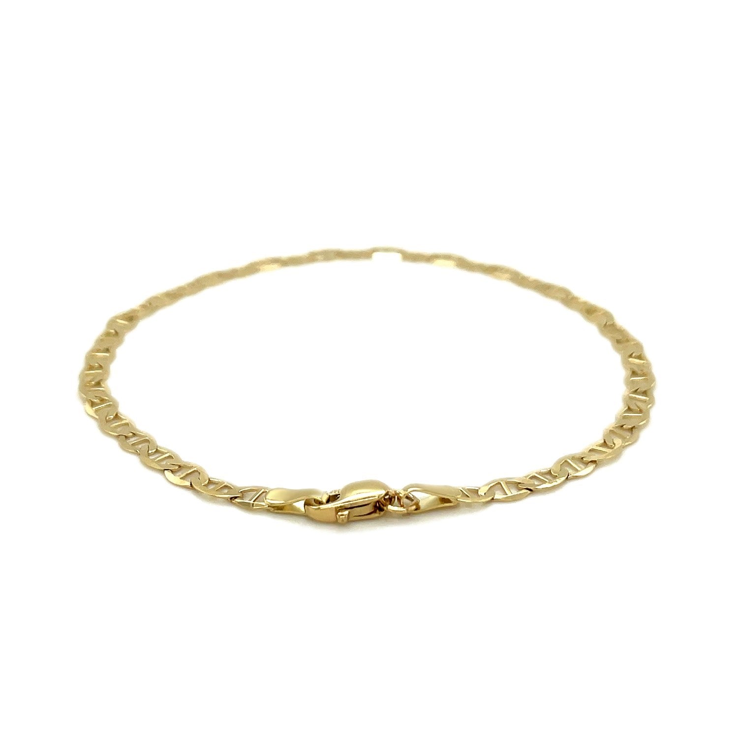 3.2mm 10k Yellow Gold Mariner Link Anklet-1