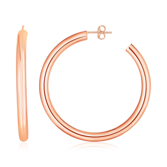 14k Rose Gold Polished Hoop Earrings-0