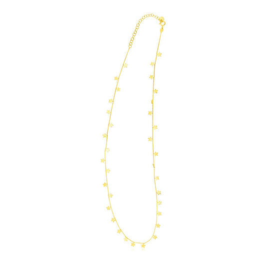 14K Yellow Gold Necklace with Dangling Stars-0