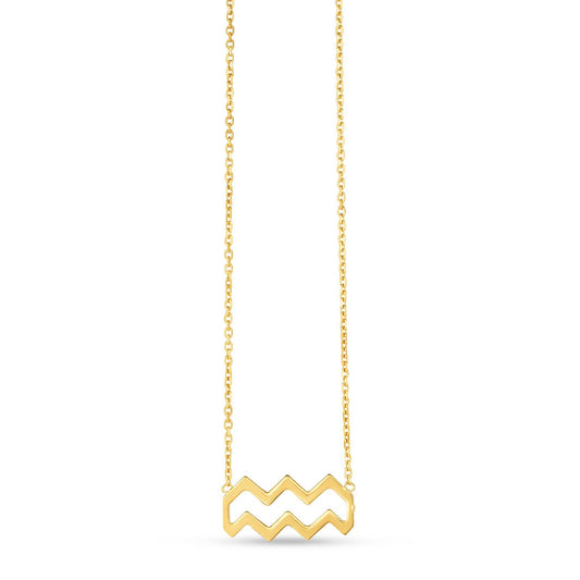 14K Yellow Gold Aquarius Necklace-0