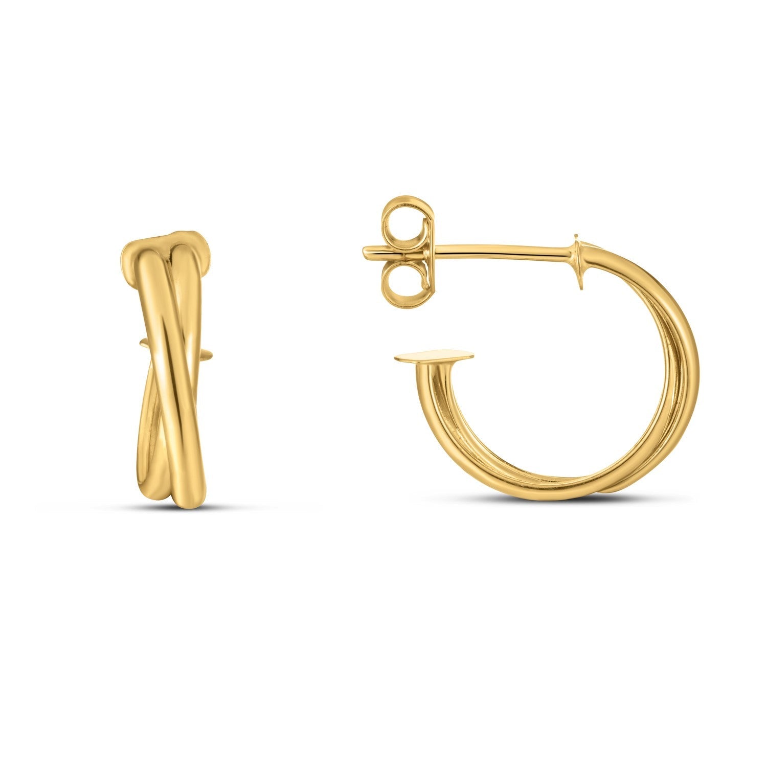 14k Yellow Gold Crossover Hoops-0