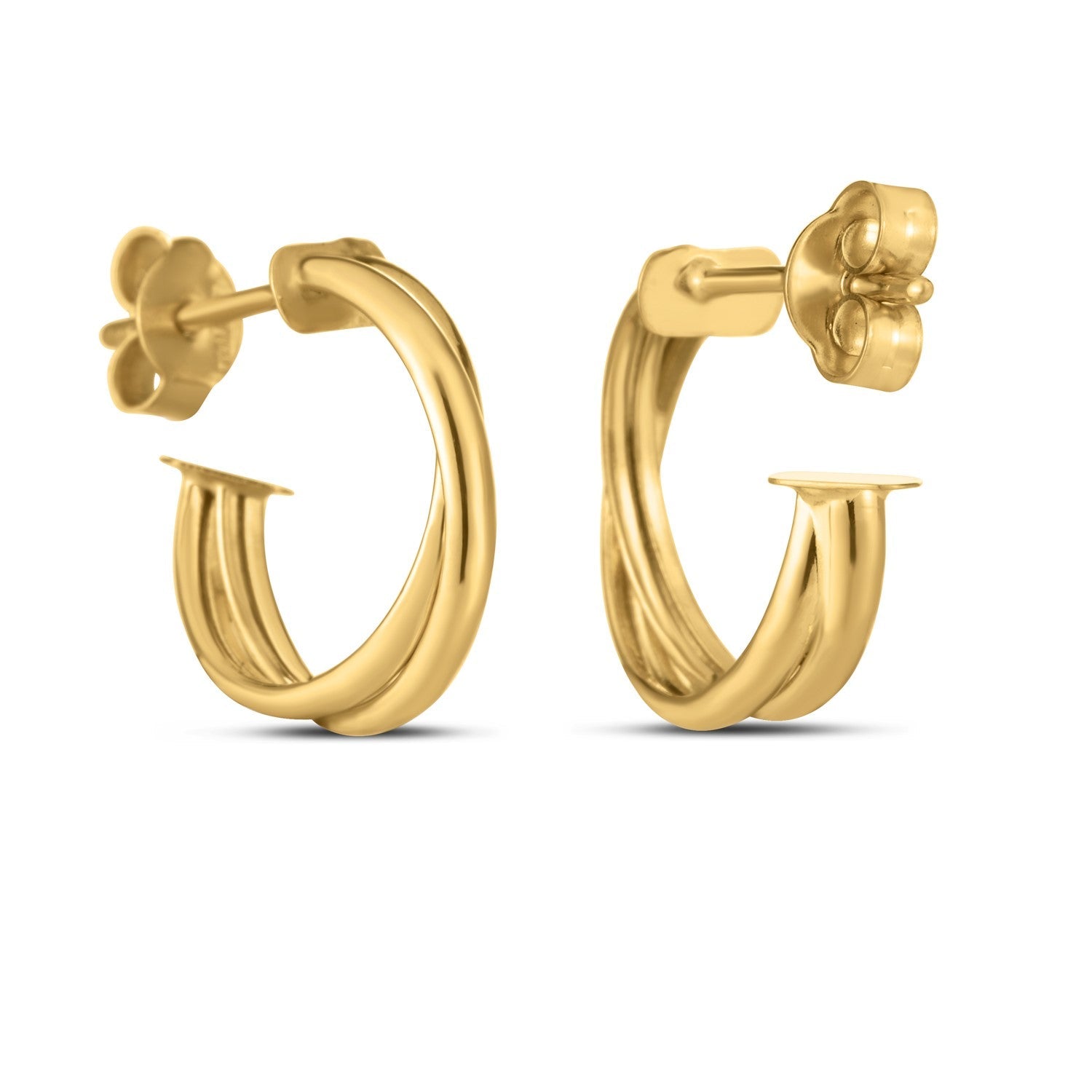 14k Yellow Gold Crossover Hoops-1