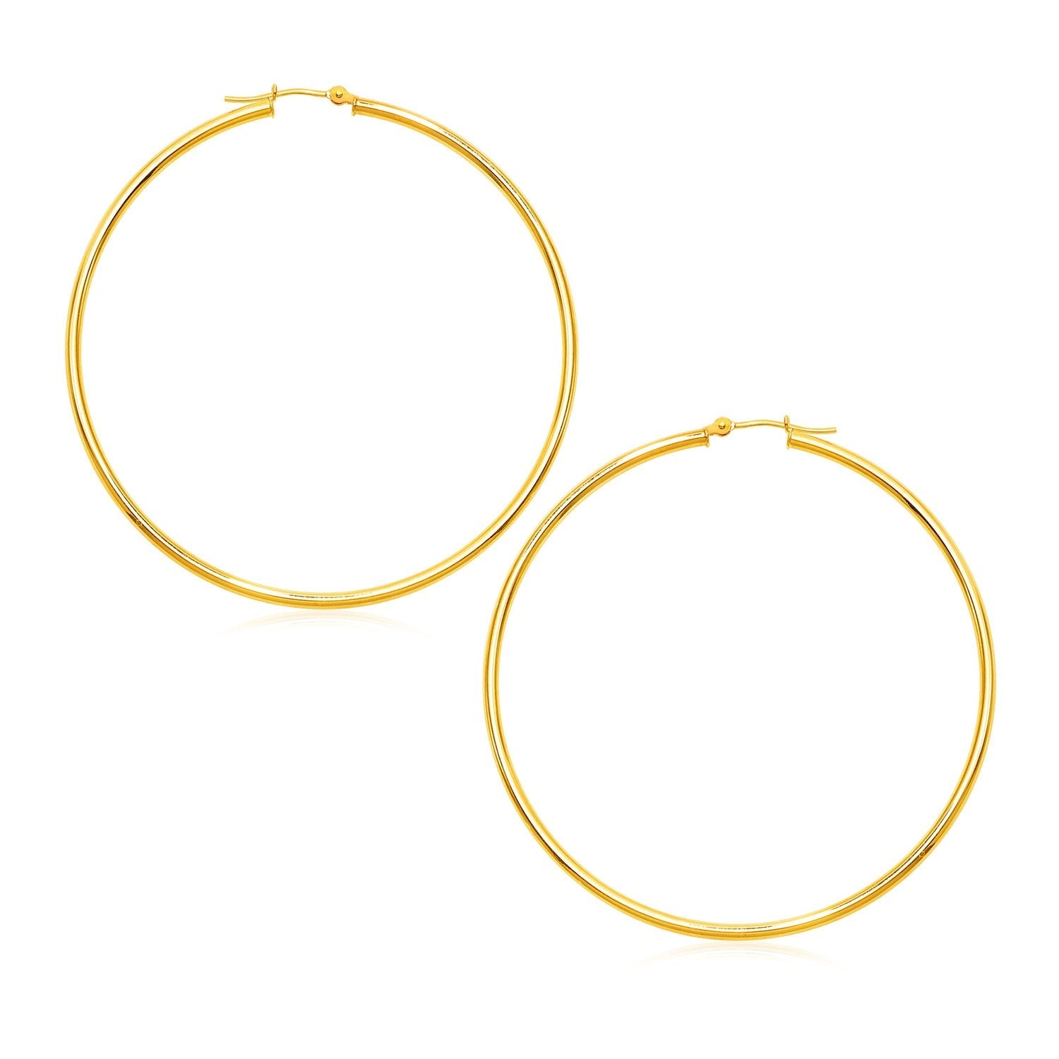14k Yellow Gold Polished Large Round Hoop Earrings-0