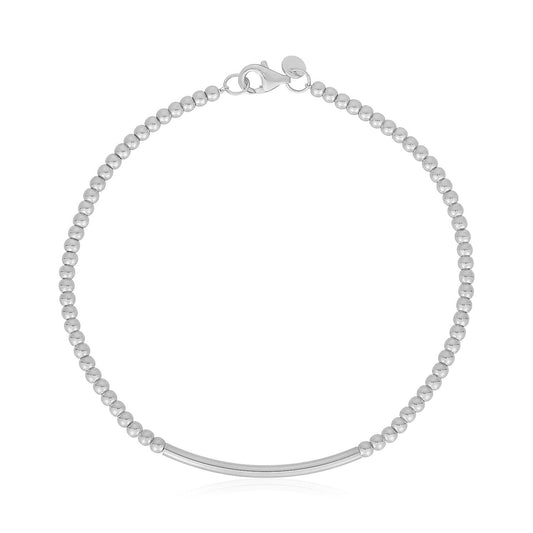 14k White Gold High Polish Bead Bar Bracelet-0