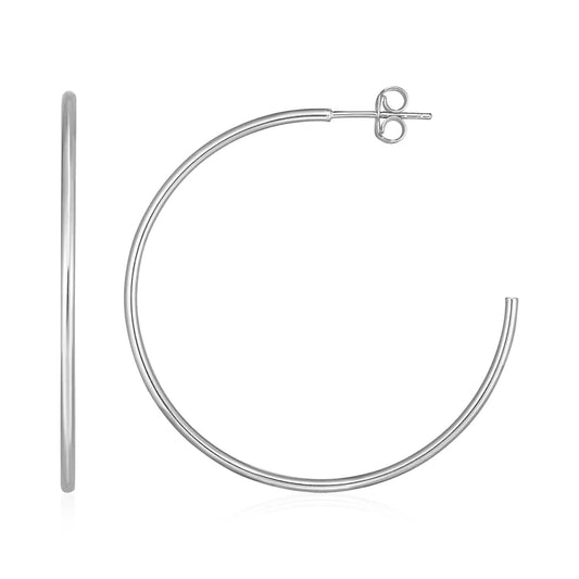 14k White Gold Polished Hoop Earrings-0