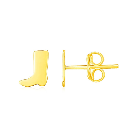 14K Yellow Gold Cowboy Boot Earrings-0
