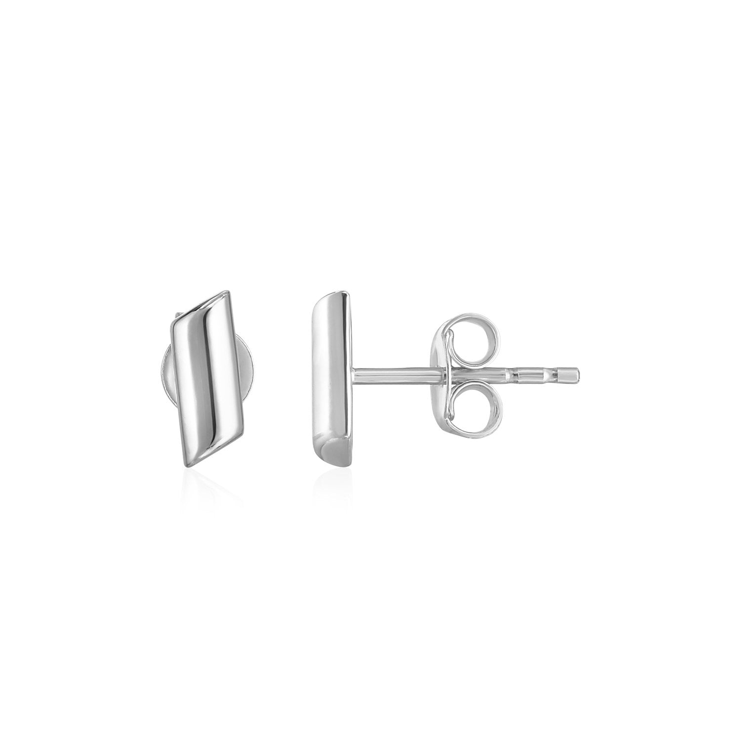 14k White Gold Polished Rectangular Post Earrings-0