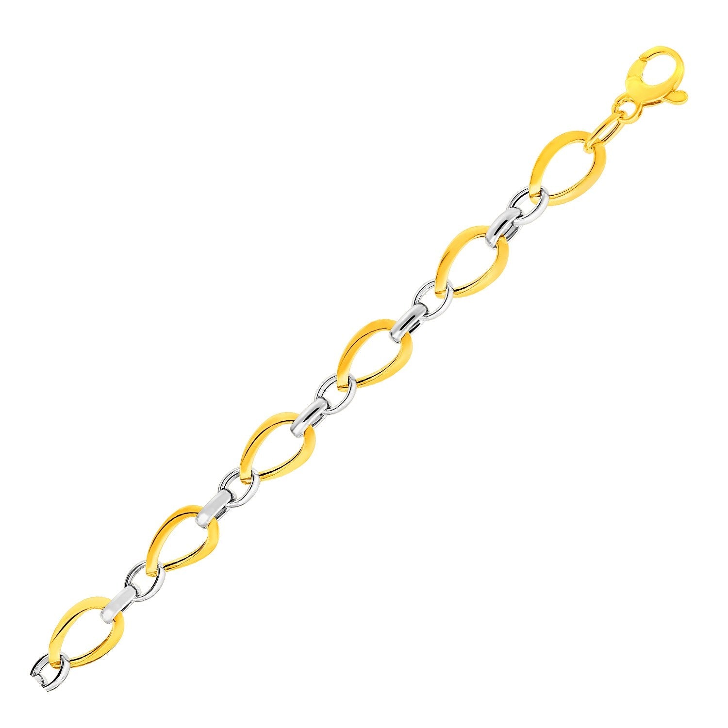 Twisted Oval Chain Bracelet in 14k Two Tone Gold-0