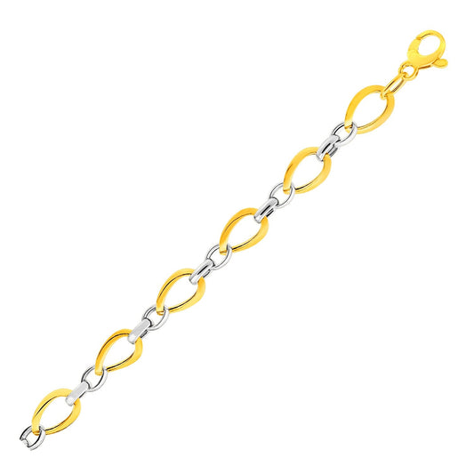 Twisted Oval Chain Bracelet in 14k Two Tone Gold-0