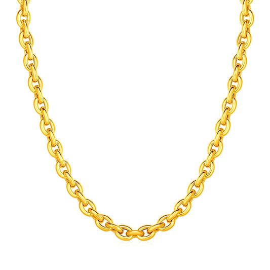 14k Yellow Gold Polished Oval Link Necklace-0