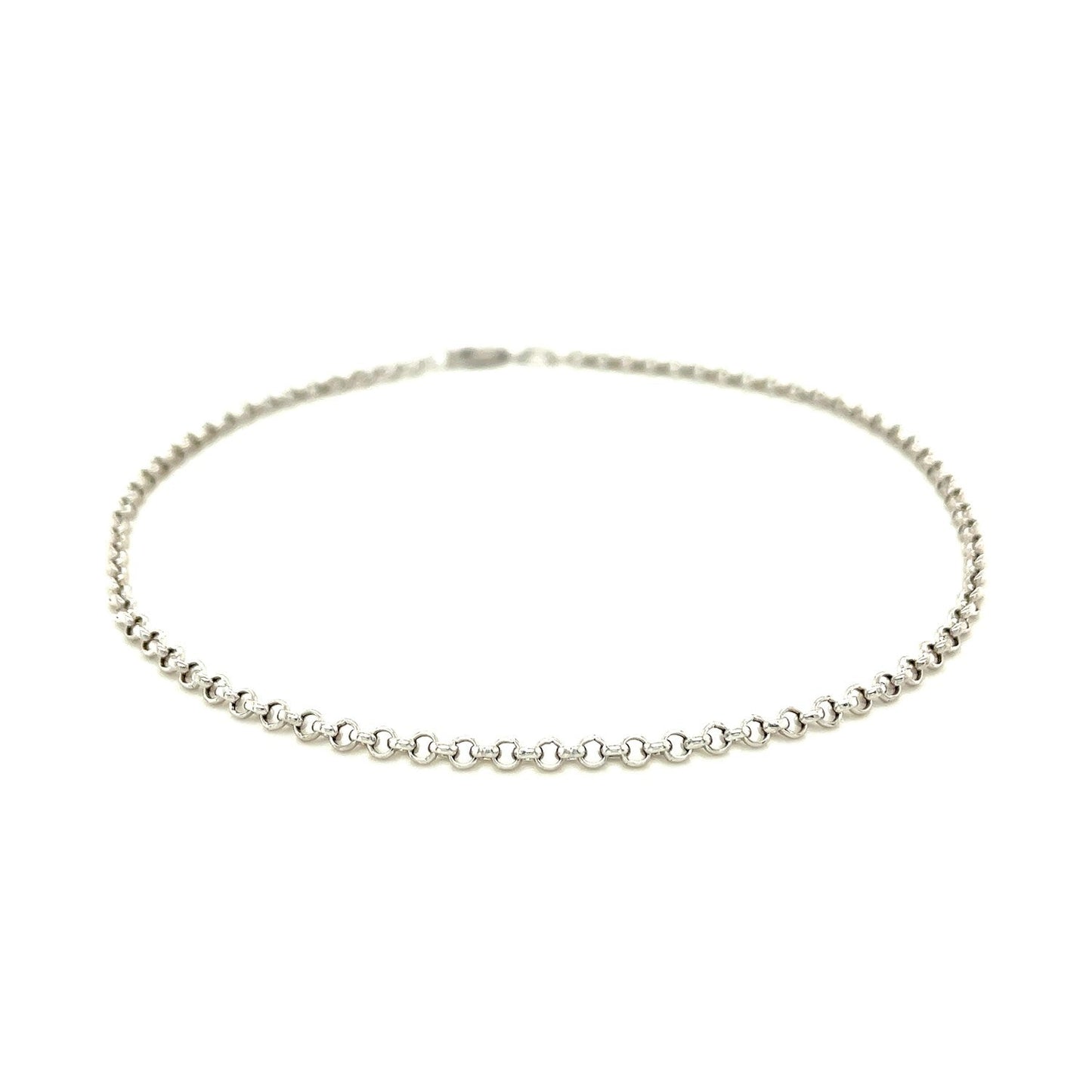 2.3mm 10k White Gold Rolo Anklet-1