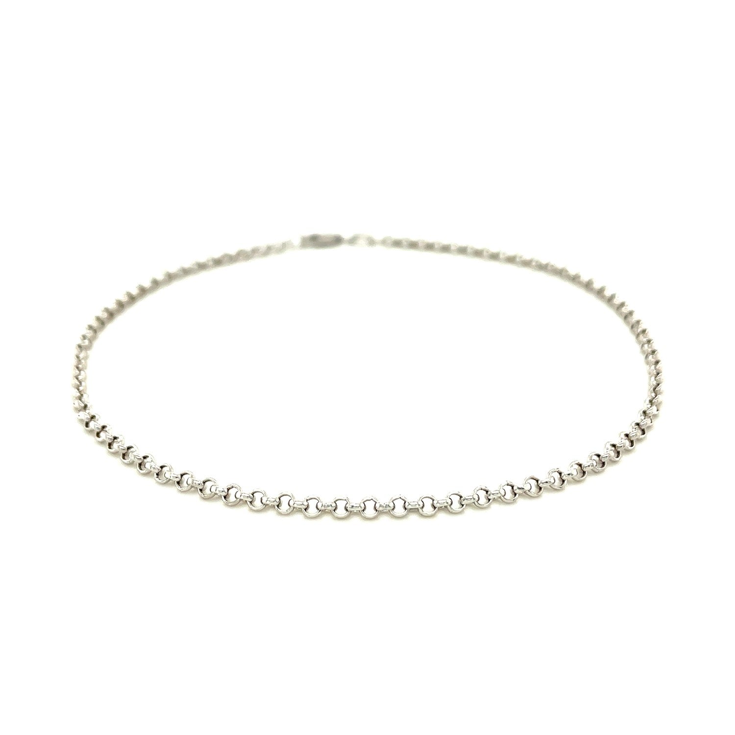 2.3mm 10k White Gold Rolo Anklet-1